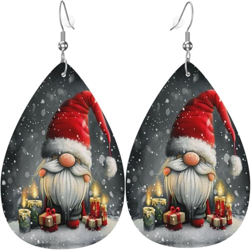 Gnome Kerze Weihnachten Bunte Weihnachtsbaum Leder Teardrop Ohrringe Für Frauen Dekorationen von Oudrspo