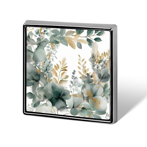 Gold- und grüne Blätter. Gold- und grüne Blätter. Anstecknadel für Männer und Frauen. Quadratische modische Brosche – niedliche Emaille-Anstecker, Anstecknadel aus Aluminiumlegierung für Hüte, Hemden, von Oudrspo