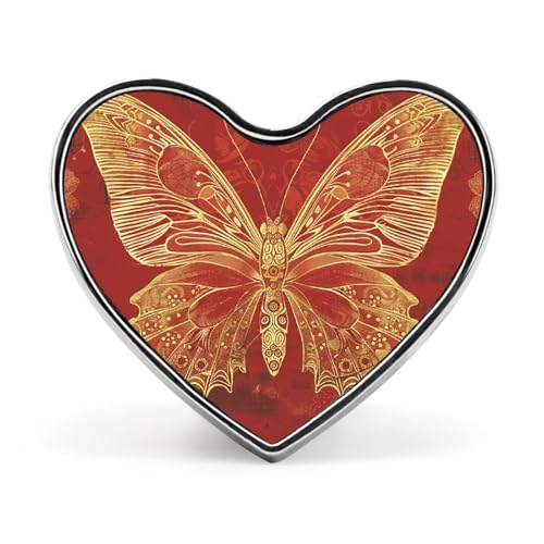 Goldene, verzierte Schmetterlings-Modebrosche – Grau und Gold, 2,5 cm, süße Emaille-Herz-Anstecker, Metall-Anstecknadeln für Männer und Frauen, dekorative Metall-Anstecknadel für Hüte, Hemden, Taschen von Oudrspo