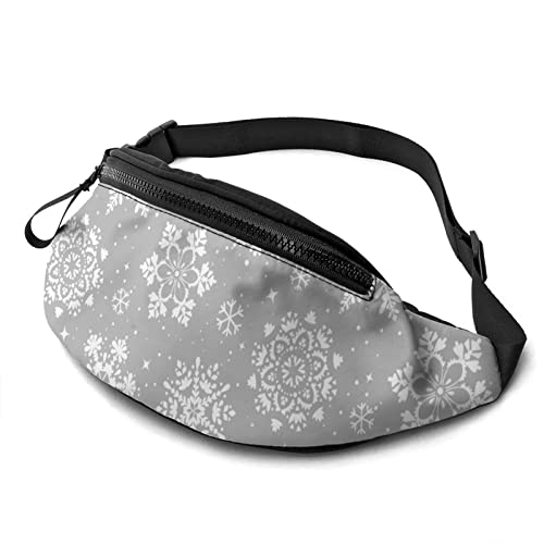 Graue Schneeflocken-Gürteltasche, lässige Gürteltasche mit verstellbarem Gürtel, Gürteltaschen für Männer, Frauen, Reisen, Sport, Laufen von Oudrspo
