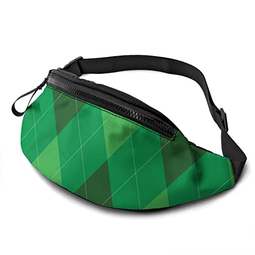 Green Grid Fanny Pack Lässige Gürteltasche mit verstellbarem Gürtel Gürteltaschen für Männer Frauen Reisen Sport Laufen von Oudrspo