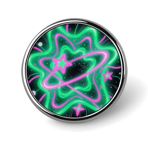 Grün – Pink Galaxy-Anstecknadel für Herren. Grün – Pink Galaxy-Modebrosche – Niedliche Emaille-Abzeichen, Anstecknadel aus Aluminiumlegierung für Hüte, Hemden, Taschen, Jacken und Accessoires (runde A von Oudrspo