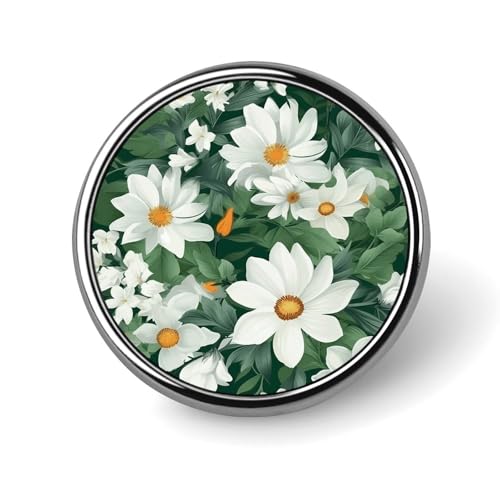 Grüne Blätter und weiße Blumen, Anstecknadel für Männer, Krähe auf dem Boden, modische Brosche – niedliche Emaille-Abzeichen, Anstecknadel aus Aluminiumlegierung für Hüte, Hemden, Taschen, Jacken und Grüne Blätter und weiße Blumen, Anstecknadel für Männer, Krähe auf dem Boden, modische Brosche – niedliche Emaille-Abzeichen, Anstecknadel aus Aluminiumlegierung für Hüte, Hemden, Taschen, Jacken und von Oudrspo