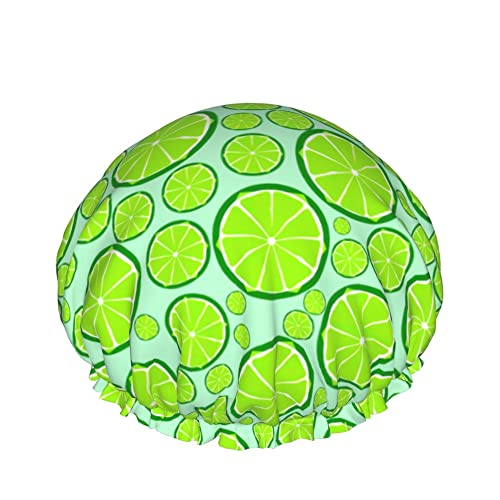 Grüne Zitronen-Badekappen für Kinder, Haarkappe, wiederverwendbare Duschkappen, weiche und elastische Dusch-Haarkappe für langes Haar, kurzes Haar, lockiges Haar von Oudrspo