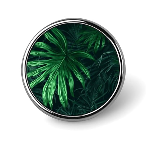 Grüne tropische Dschungelpflanze, runde Anstecker, modische Revers-Krawattennadeln, leichte Metallbrosche, Anstecker für Männer und Frauen, Kostüm, dekoratives Accessoire Grüne tropische Dschungelpflanze, runde Anstecker, modische Revers-Krawattennadeln, leichte Metallbrosche, Anstecker für Männer und Frauen, Kostüm, dekoratives Accessoire von Oudrspo