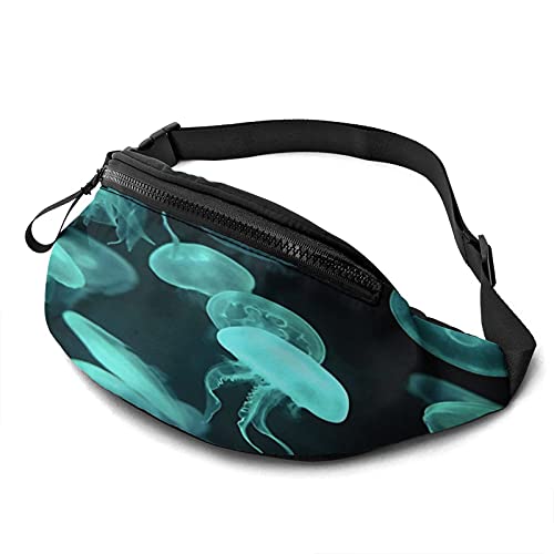 Gürteltasche Pack Deep Sea Jellyfish Green Robuste Reißverschlüsse Laufgürtel Große Kapazität Taillentasche Tasche für Telefon Reisepass Brieftasche Kassenbox Für Männer Frauen Reisetasche Mit Kopfh von Oudrspo
