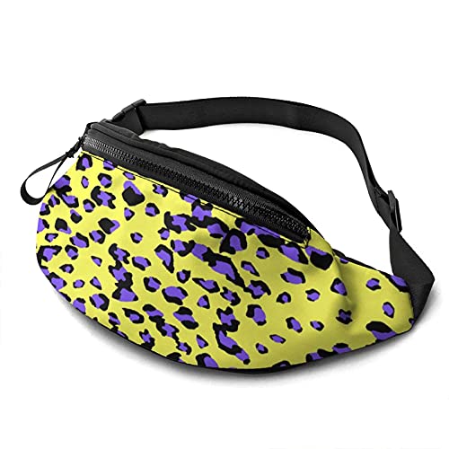 Gürteltasche Pack Leopard Lila Gelb Farbe Robuste Reißverschlüsse Laufgürtel Große Kapazität Hüfttasche Tasche Für Telefon Reisepass Brieftasche Kassenbox Für Männer Frauen Reisetasche Mit Kopfhörer von Oudrspo