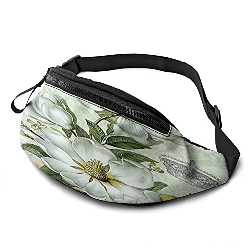 Gürteltasche Pack Magnolia Flower Stempel Robuste Reißverschlüsse Laufgürtel Große Kapazität Taillentasche Tasche für Telefon Reisepass Brieftasche Kassenbox Für Männer Frauen Reisetasche Mit Kopfhö von Oudrspo