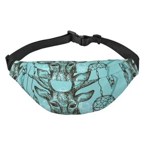 Gürteltasche im Boho-Stil mit Hirschmuster für Herren, modische Umhängetasche für Damen, Hüfttasche mit verstellbarem Riemen von Oudrspo
