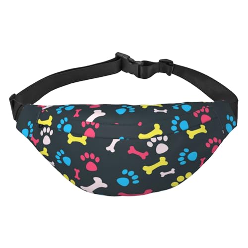 Gürteltasche mit Hundepfoten- und Knochenmotiv für Männer und Frauen, Hüfttasche zum Wandern, Laufen, Radfahren, Fitnessstudio, Outdoor-Sport, Reisen, Gürteltasche von Oudrspo