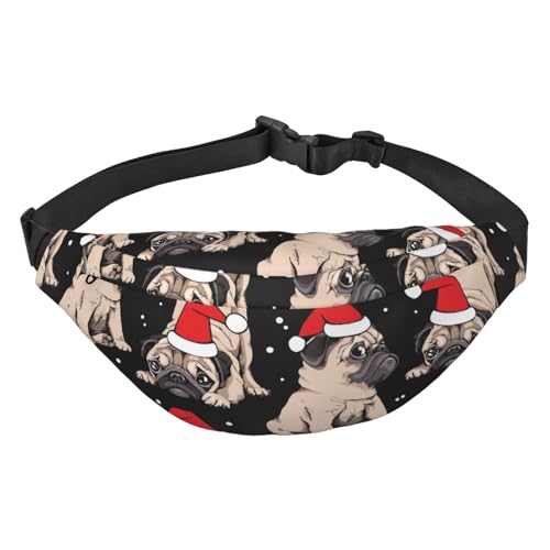 Gürteltasche mit Hundewelpen und Möpsen bei Schneenacht, für Damen und Herren, Hüfttasche, Umhängetasche, für Training, Laufen, Reisen von Oudrspo