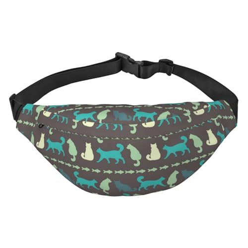 Gürteltasche mit Katzen-Silhouette-Muster für Herren, modische Umhängetasche für Damen, Hüfttasche mit verstellbarem Riemen von Oudrspo