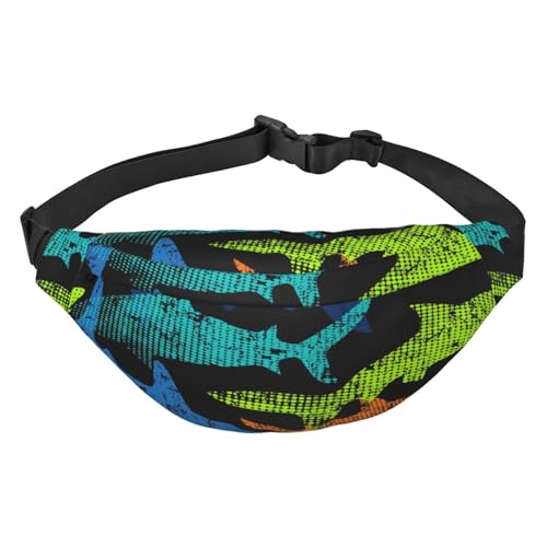 Gürteltasche mit Vintage-Hai-Muster für Männer und Frauen, wasserdichte Sport-Hüfttasche, Gürteltasche für Reisen, Wandern, Laufen von Oudrspo