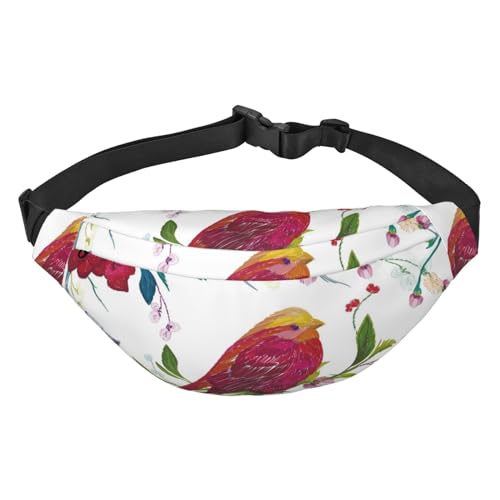 Gürteltasche mit Vogel-, Schmetterlings- und Blumenblattzweigen für Männer und Frauen, wasserdichte Sport-Hüfttasche, Gürteltasche für Reisen, Wandern und Laufen von Oudrspo