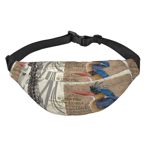 Gürteltasche mit Vogel und Eiffelturm in Paris, Umhängetasche für Männer und Frauen, Gürteltasche, Hüfttasche zum Laufen, Wandern, Sport von Oudrspo
