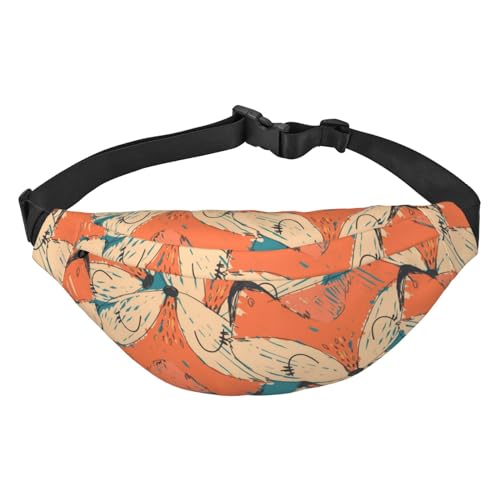 Gürteltasche mit handgezeichnetem Fuchsmotiv für Männer und Frauen, wasserdichte Sport-Hüfttasche, Gürteltasche für Reisen, Wandern und Laufen von Oudrspo