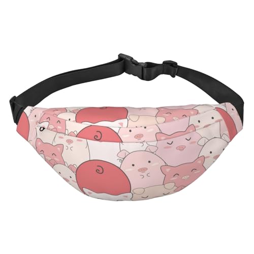 Gürteltasche mit süßem Schweinemuster für Männer und Frauen, wasserdichte Sport-Hüfttasche, Gürteltasche für Reisen, Wandern und Laufen von Oudrspo