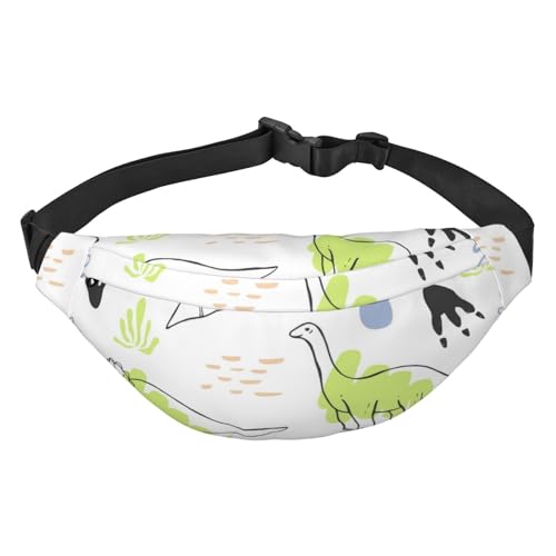 Gürteltasche mit süßem Tyrannosaurus-Muster und Dinosaurier-Motiv für Männer und Frauen, wasserdichte Sport-Hüfttasche, Gürteltasche für Reisen, Wandern und Laufen von Oudrspo