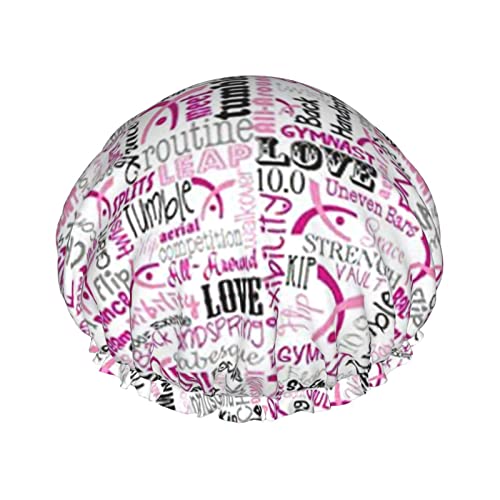 Gymnastics Pink Shower Cap Duschhauben für Frauen Doppelschichtige wasserdichte Duschhauben, wiederverwendbar. von Oudrspo