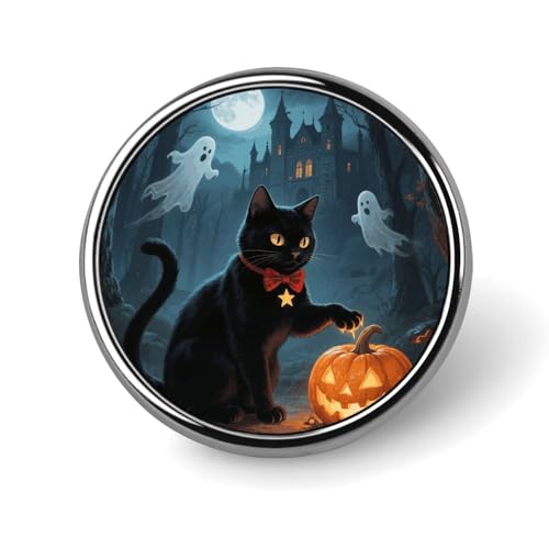 Halloween-Katzen-Anstecknadel für Männer, Juwelen-Insektenmuster, modische Brosche – süße Emaille-Abzeichen, Anstecknadel aus Aluminiumlegierung für Hüte, Hemden, Taschen, Jacken und Accessoires (rund Halloween-Katzen-Anstecknadel für Männer, Juwelen-Insektenmuster, modische Brosche – süße Emaille-Abzeichen, Anstecknadel aus Aluminiumlegierung für Hüte, Hemden, Taschen, Jacken und Accessoires (rund von Oudrspo