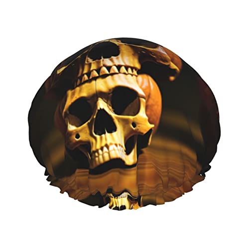 Halloween-Kürbis-Lampen-Duschhaube und Badekappe, doppelter Schutz und elastisch, wiederverwendbare wasserdichte Haarkappe mit Peva-Futter von Oudrspo