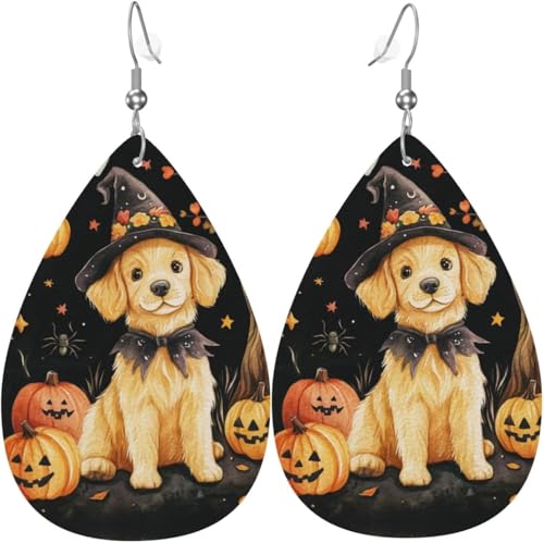 Halloween Kürbishund Bunte Weihnachtsbaum Leder Tropfenohrringe Für Frauen Dekorationen von Oudrspo