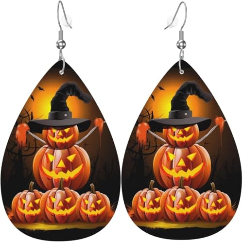 Halloween Kürbisse Mond Halloween Baum Leder Tropfen Ohrringe für Frauen von Oudrspo