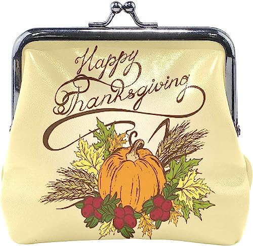 Happy Thanksgiving Day Pumpkin Coin Purse Retro Money Pouch with Kiss-Lock Buckle Wallet Bag Card Holder for Women and Girls von Oudrspo