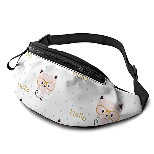Hello Cat Bauchtasche für Damen Herren Mode Hüfttasche Bauchtasche für Mädchen Jungen Verstellbare Gürteltasche Sport Hüfttasche Für Outdoor Workout Reisen Laufen Radfahren von Oudrspo