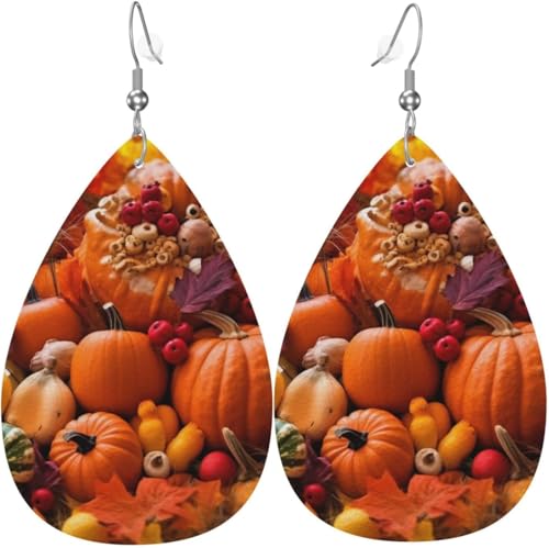 Herbst Herbst Kürbis Weihnachten Grüne Blätter Leder Tropfen Ohrringe Für Frauen Urlaub Dekorationen von Oudrspo