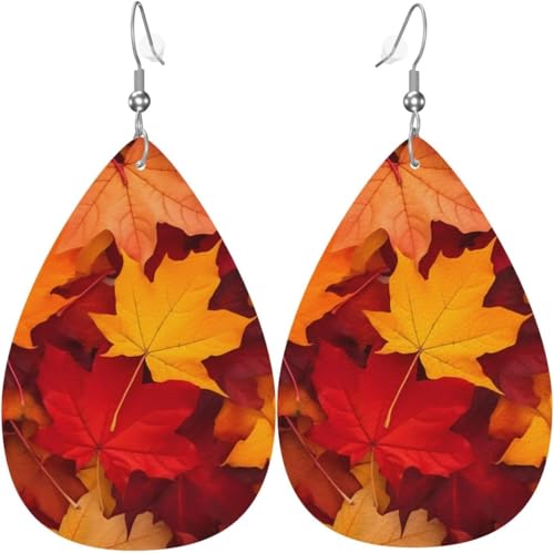 Herbstblätter Herbst Halloween Baum Leder Tropfen Ohrringe für Frauen von Oudrspo