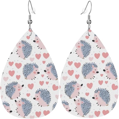 Herz-Igel-Tier-Weihnachtsgrüne Blätter Leder-Tropfenohrringe für Frauen Weihnachtsdekoration Herz-Igel-Tier-Weihnachtsgrüne Blätter Leder-Tropfenohrringe für Frauen Weihnachtsdekoration von Oudrspo