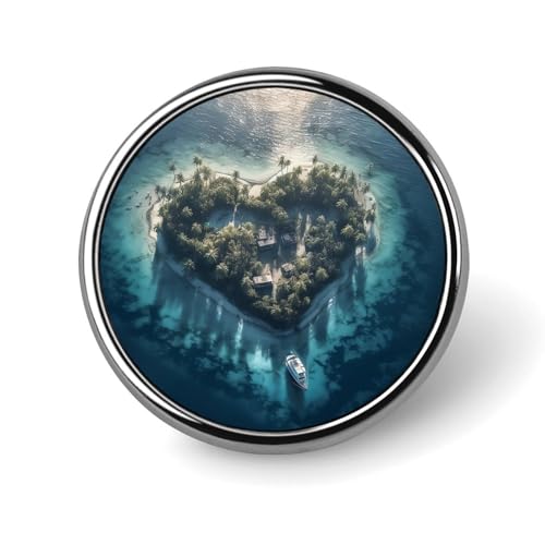 Herzförmige Insel-Anstecknadel für Männer. Herzförmige Insel-Modebrosche – süße Emaille-Abzeichen, Anstecknadel aus Aluminiumlegierung für Hüte, Hemden, Taschen, Jacken und Accessoires (runde Ansteckn von Oudrspo