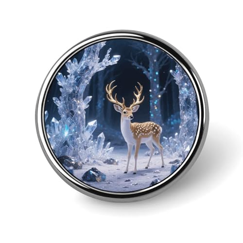 Hirsch in Kristall-Anstecknadel für Männer, süße Igel-Modebrosche – süße Emaille-Anstecker, Anstecknadel aus Aluminiumlegierung für Hüte, Hemden, Taschen, Jacken und Accessoires (runde Anstecknadeln, von Oudrspo