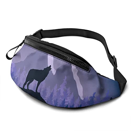 Howling Wolf Fanny Pack Lässige Gürteltasche mit verstellbarem Gürtel Gürteltaschen für Männer Frauen Reisen Sport Laufen von Oudrspo