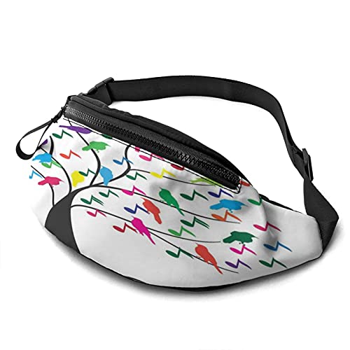 Hüfttasche Pack Baum mit Notizen Robuste Reißverschlüsse Laufgürtel Große Kapazität Hüfttasche Tasche für Telefon Reisepass Brieftasche Kassenbox für Männer Frauen Reisetasche mit Kopfhöreranschluss von Oudrspo