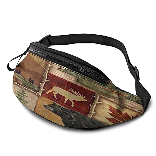 Hüfttasche Pack Rustikale Lodge Bär Elch Hirsch Robuste Reißverschlüsse Laufgürtel Große Kapazität Hüfttasche Tasche Für Telefon Reisepass Brieftasche Kassenbox Für Männer Frauen Reisetasche Mit Kop von Oudrspo