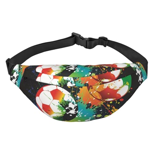 Hüfttasche mit bunten Fußbällen zum Laufen, Bauchtasche für Damen und Herren, Umhängetasche, Gürteltasche von Oudrspo