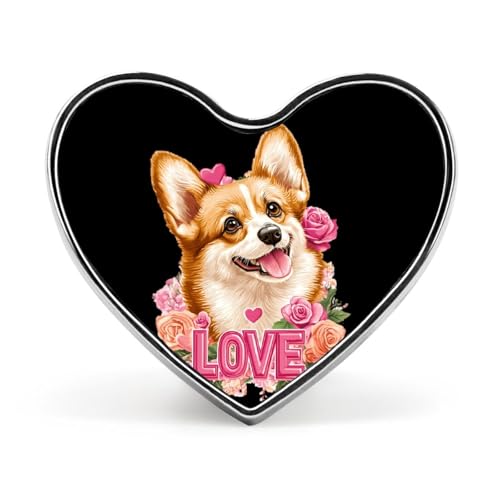 I Love Corgi Dog Heart Badge Unisex Metall Memorial Reel Pin Revers Brosche Button Frack Zubehör für Rucksack Hochzeit von Oudrspo