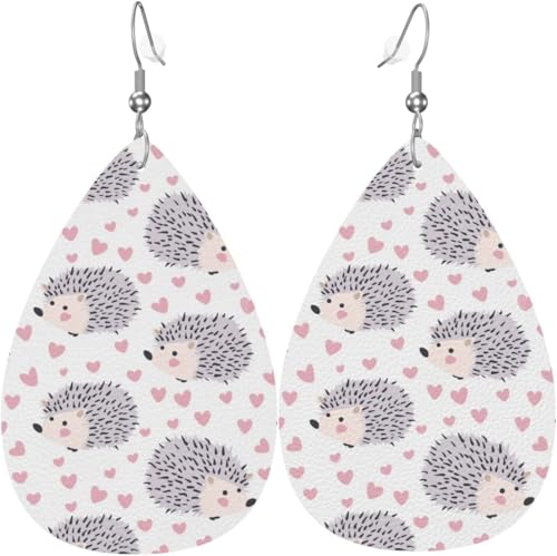Igel Rosa Herz Bunte Weihnachtsbaum Leder Tropfen Ohrringe Für Frauen Dekorationen von Oudrspo