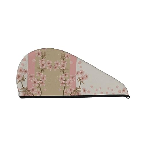 Japanische romantische Kirschbad-Duschhaube für Frauen, Korallensamt-Kappe für trockenes Haar, saugfähige, schnell trocknende Handtücher von Oudrspo