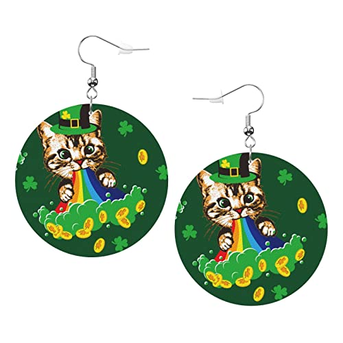 Kätzchen-Regenbogen-Ohrringe, süßer Teddybär, runde Form, Leder-Ohrring, leicht, baumelnd, Damen- und Mädchen-Schmuck, perfekt für den Alltag von Oudrspo