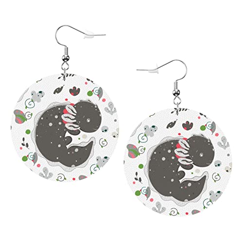 Kawaii Axolotl Ohrringe Kawaii Axolotl Runde Form Lederohrring Leichte Baumeln Frauen Mädchen Schmuck Perfekt für den Alltag von Oudrspo