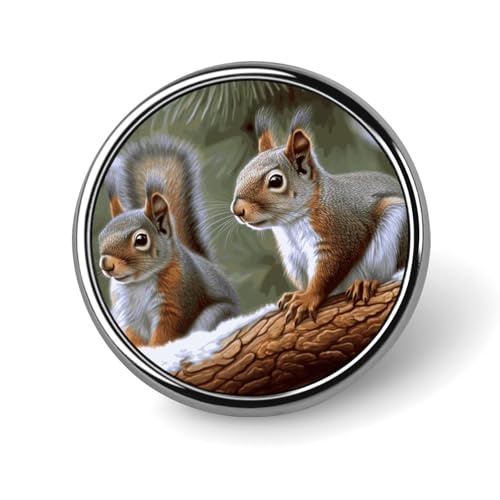 Kleines Eichhörnchen-Anstecknadel für Männer, süße Frosch-Modebrosche – süße Emaille-Abzeichen, Anstecknadel aus Aluminiumlegierung für Hüte, Hemden, Taschen, Jacken und Accessoires (runde Anstecknade von Oudrspo