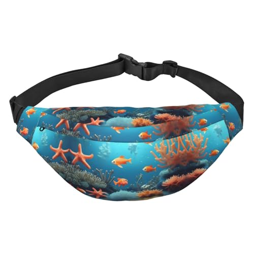 Korallenfische unter Wasser, stilvolle und praktische Gürteltasche für Damen – Bequeme Gürteltasche für Outdoor-Aktivitäten, Gürteltasche zum Laufen, von Oudrspo
