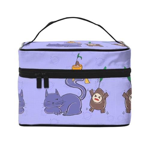 Kosmetiktasche mit Katzenmotiv und Sonnenblumenkernen, geräumiger Organizer für Damen auf Reisen von Oudrspo