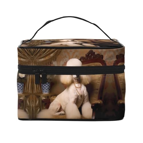 Kosmetiktasche mit Pudel-Hunde-Design, große Kapazität, Reise-Make-up-Organizer von Oudrspo