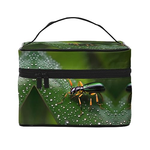 Kosmetiktasche mit Regenbogeninsektenmuster, 22,9 x 16,5 x 15,7 cm, heller und lustiger Make-up-Organizer von Oudrspo