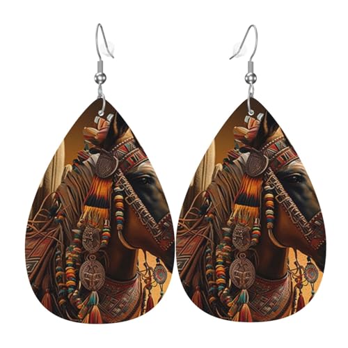 Leder-Ohrringe in Tropfenform, leichte Ohrhänger für Frauen – Southwestern Horse Ethnic Native Leder-Ohrringe in Tropfenform, leichte Ohrhänger für Frauen – Southwestern Horse Ethnic Native von Oudrspo