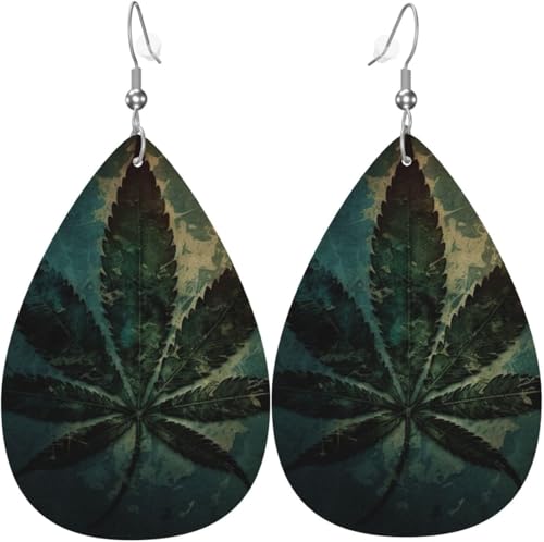 Leder-Ohrringe in Tropfenform, leichte baumelnde Tropfenohrringe für Damen – GrungeLeaf Vintage, Weiß von Oudrspo